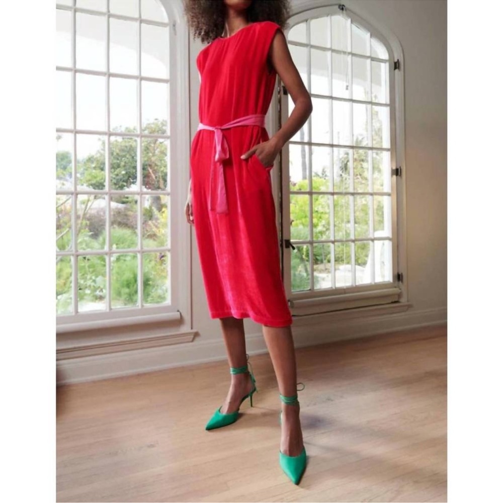 NWT Velvet by Graham & Spencer Women's Kandace Sleeveless Midi Tie Dress
